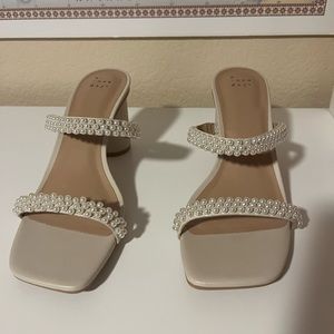 Women's Audra Mule Heels - A New Day™ Cream Size 9